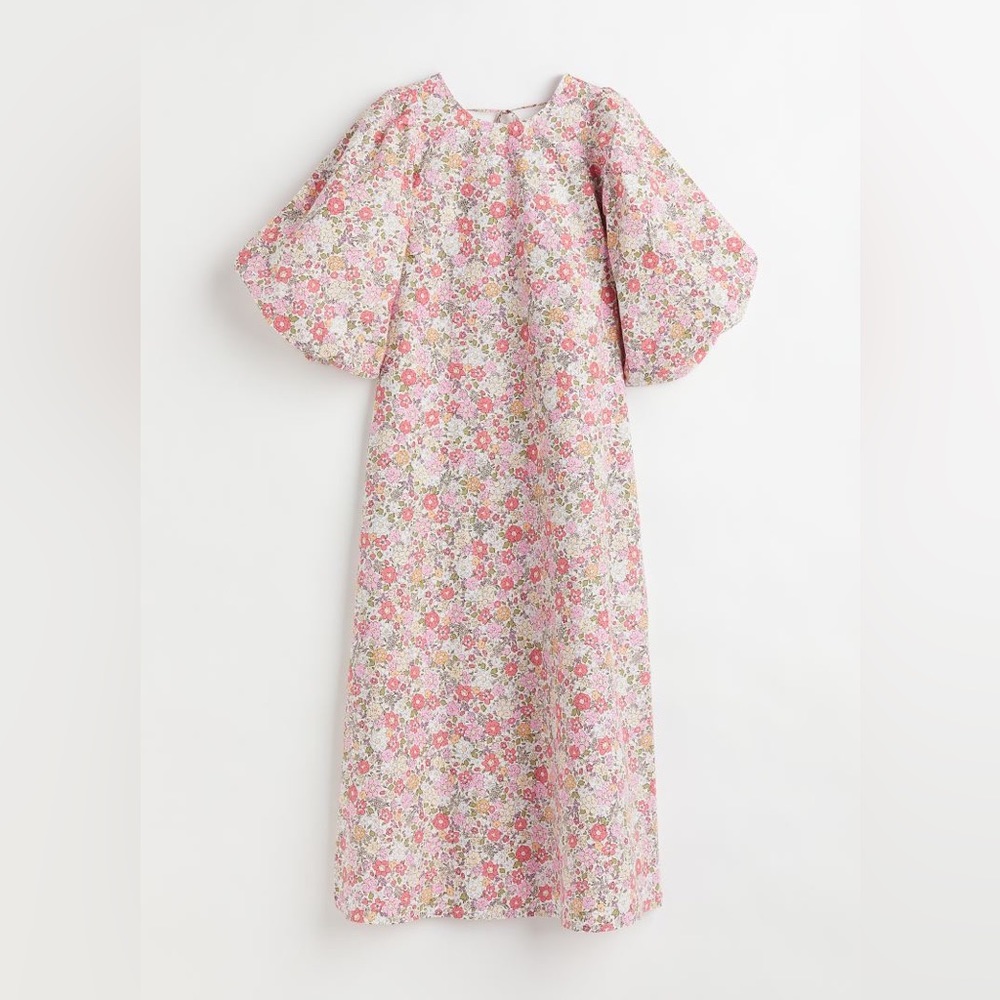 H&M Puff Sleeve Floral Midi Dress